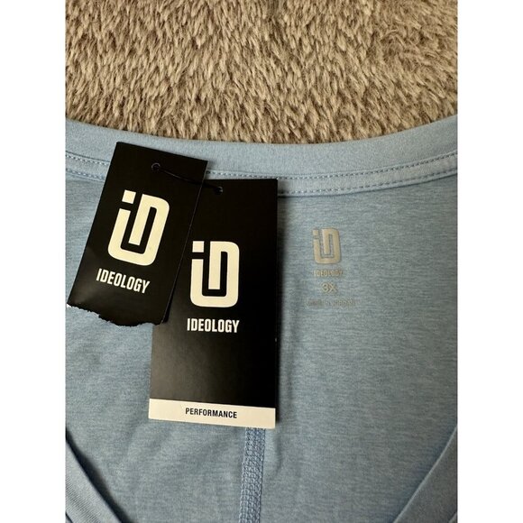 ID Ideology Women's Plus Size Curved-Hem V-Neck Top Shirt Sky Sail Blue  3X - Picture 3 of 10